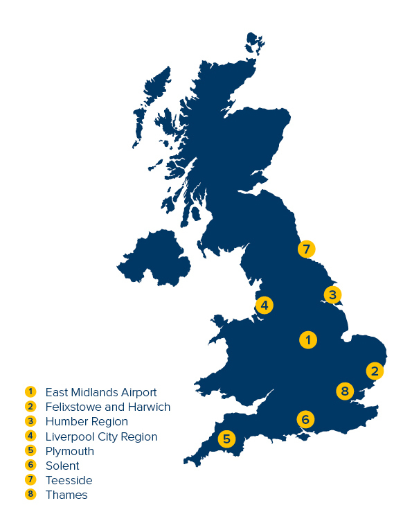 UK Freeports map