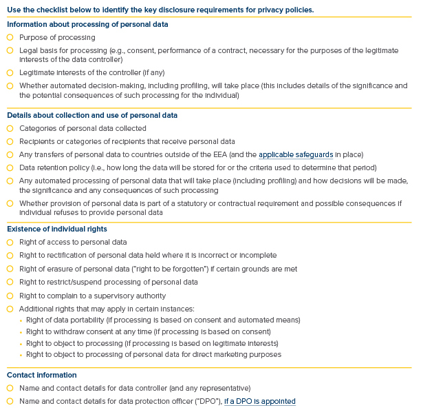 GDPR Privacy Checklist