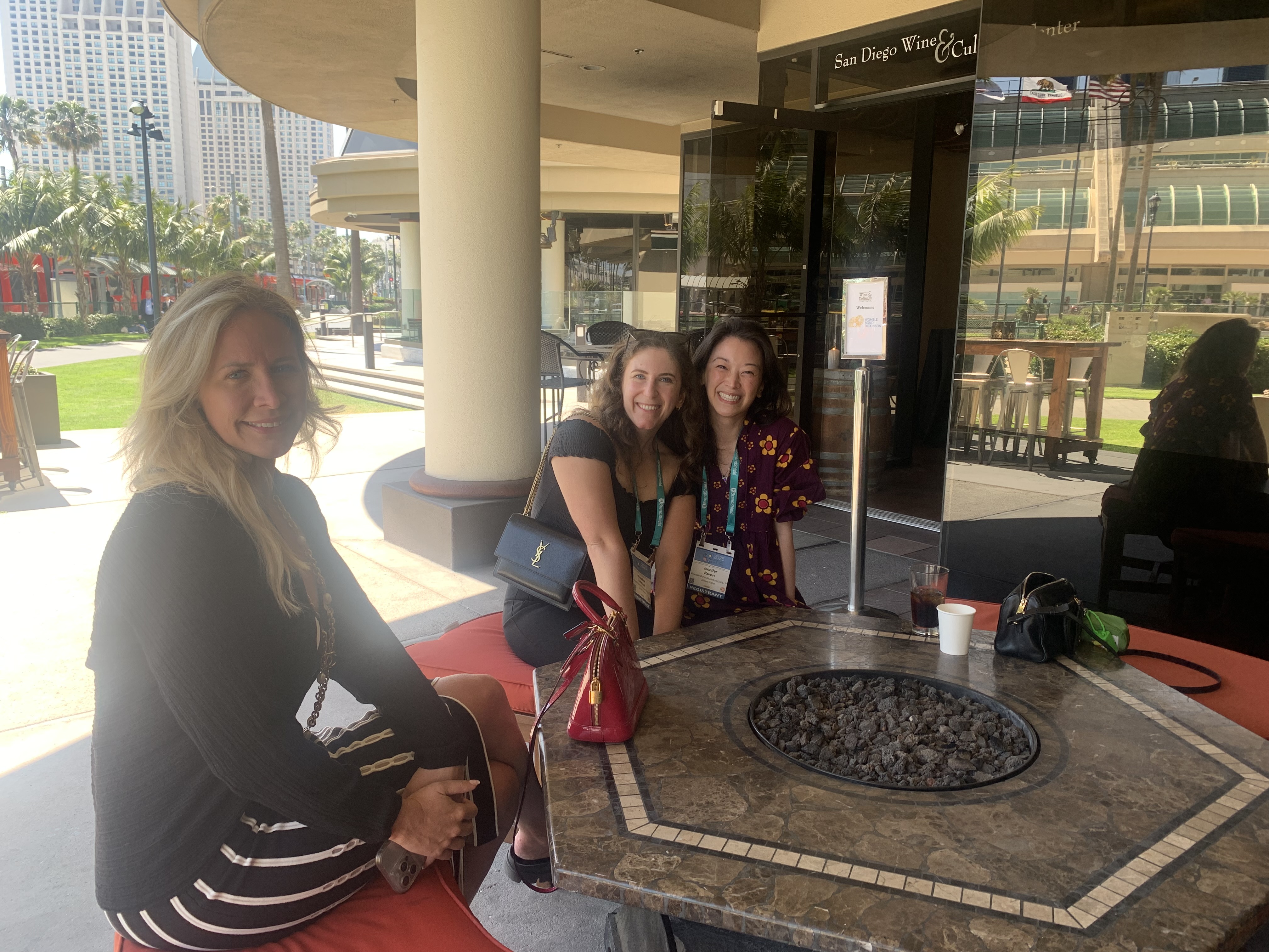 Carrie Richey and Jennifer Kwon enjoy time together at the meeting