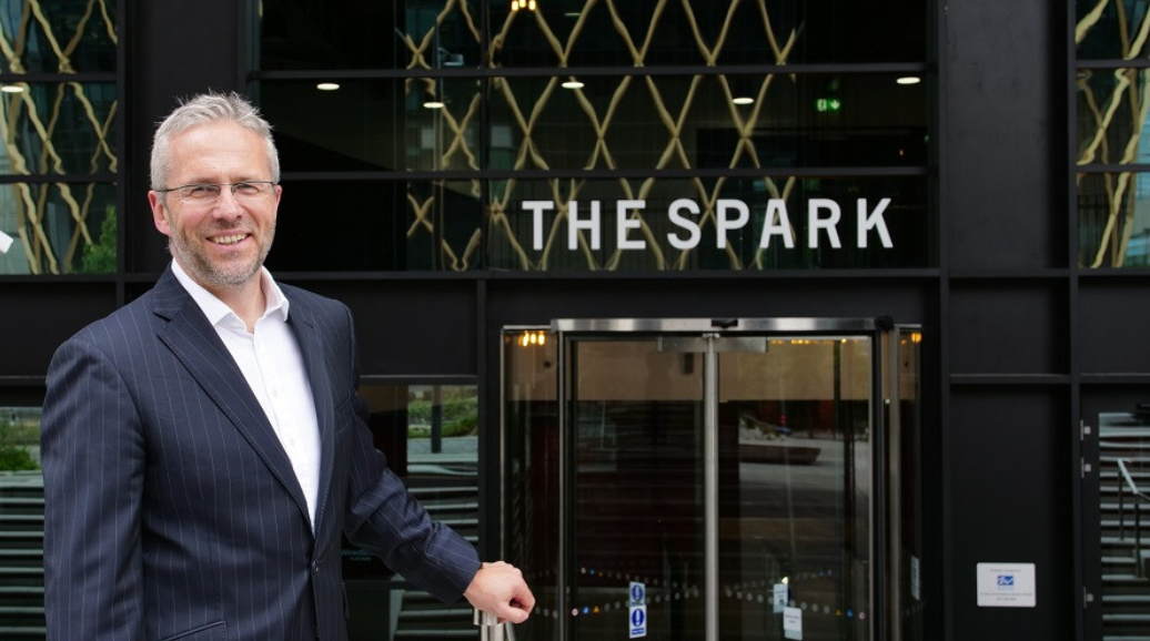 Nigel Emmerson standing in front of The Spark, Newcastle (where WBD is based)