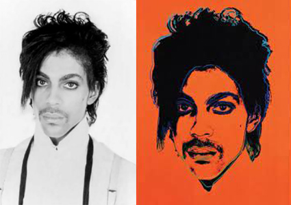 A comparison of Lynn Goldsmith’s photograph of the artist Prince Rogers Nelson and "Orange Prince".