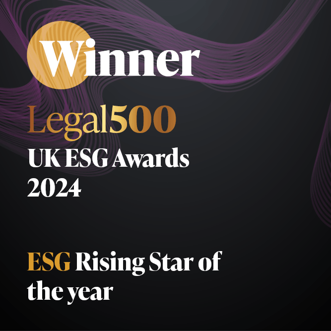 The Legal 500 ESG Awards 2024 winner. ESG Rising Star of the Year