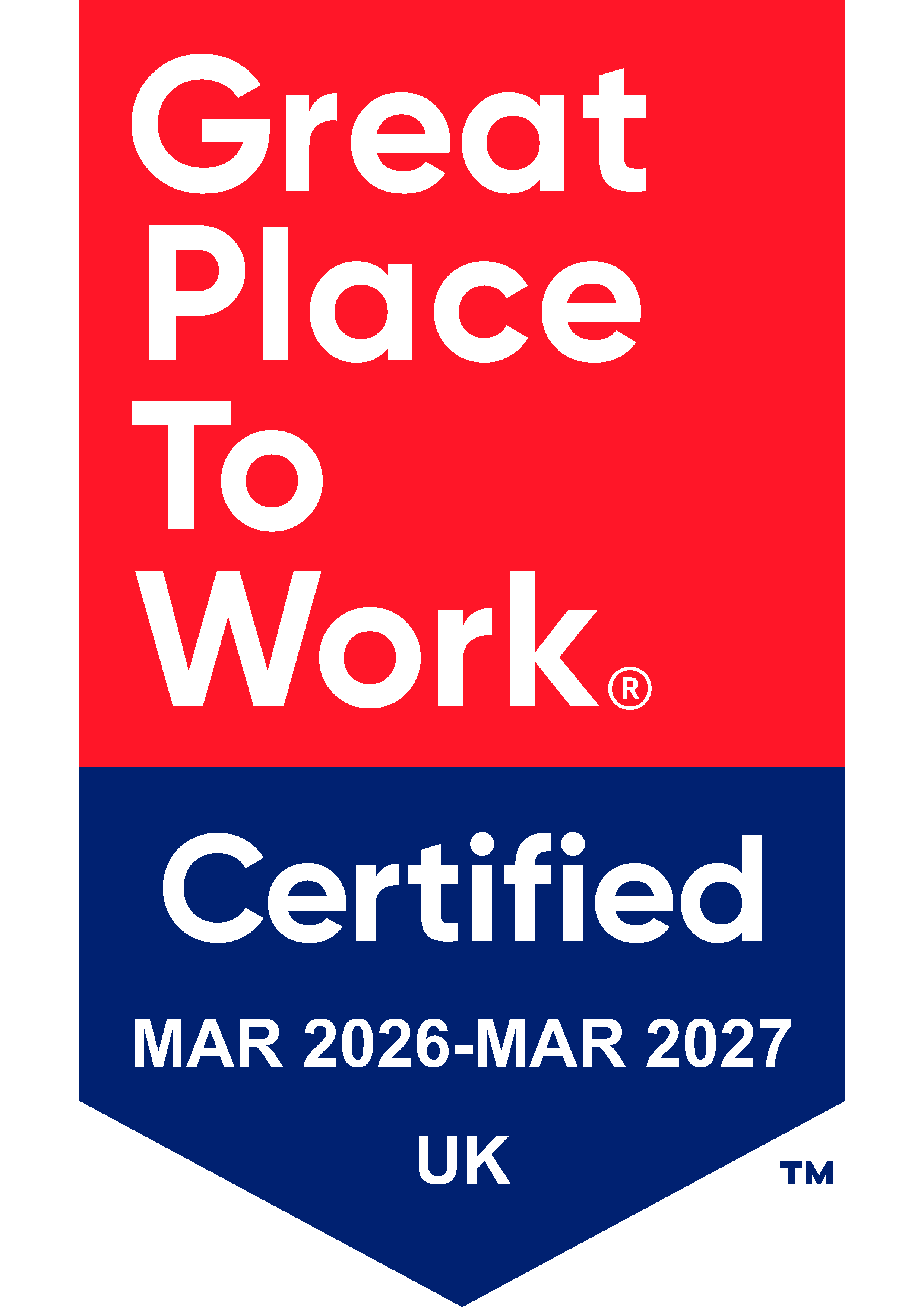 Great Place to Work certified 2026/2027
