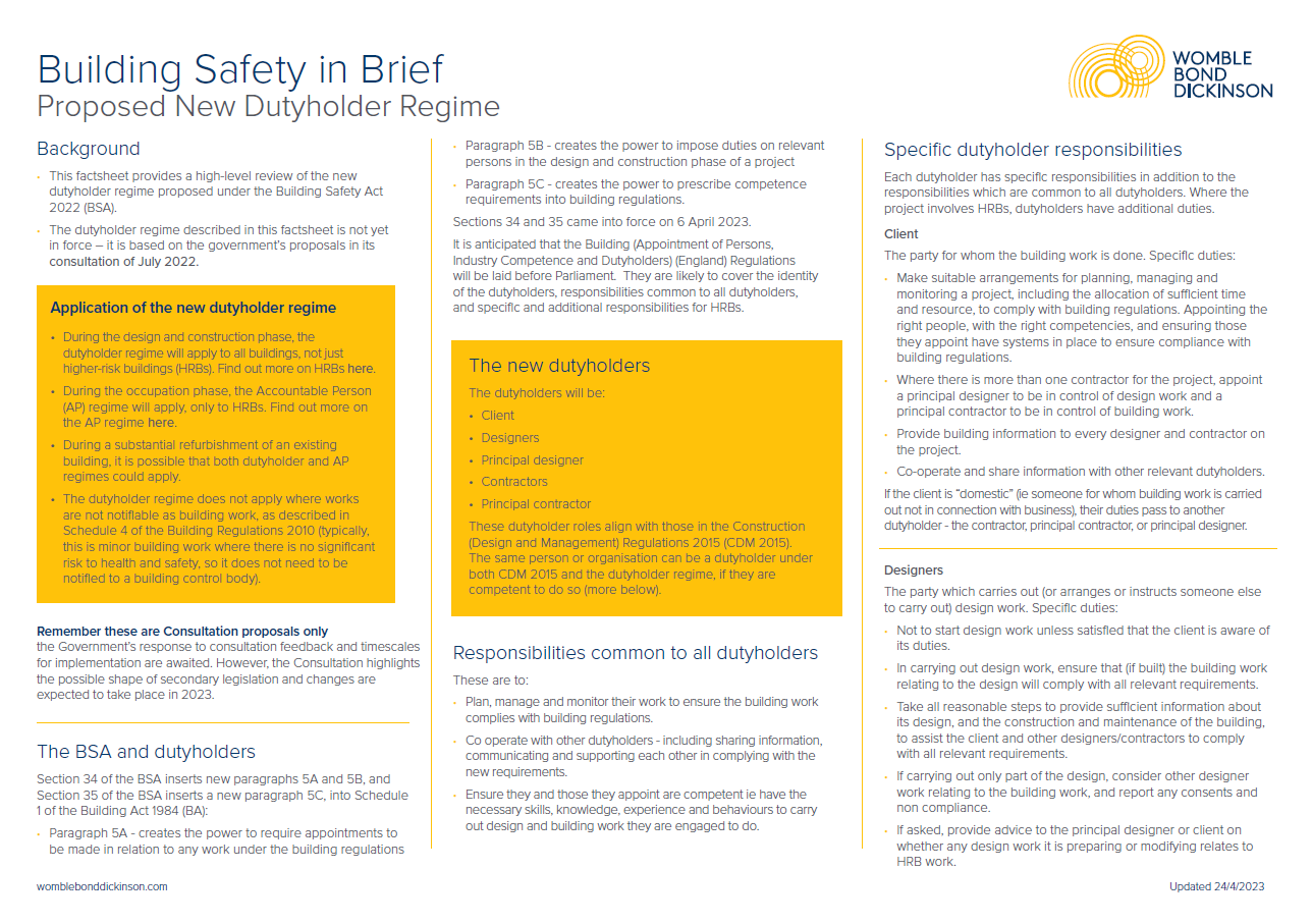 Building safety in brief factsheet