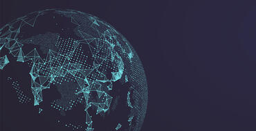 Digitized globe against a black background