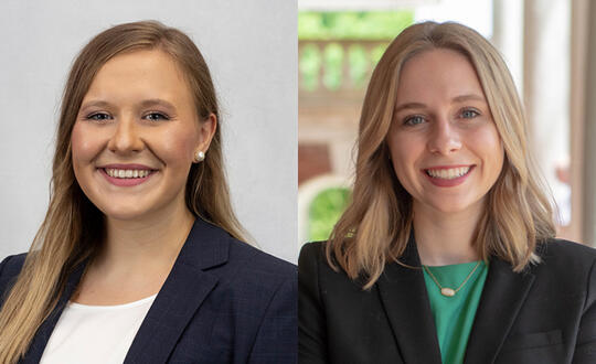 Headshots for Haley Hurst and Gracie Kreth, Womble Scholars for 2023