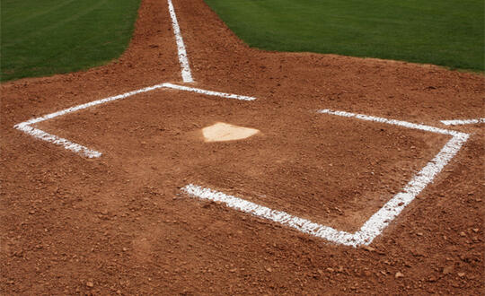 Home plate on a baseball field