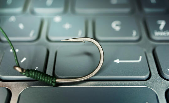 A hook on a computer keyboard
