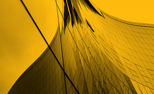 Reflection from the side of a building with yellow overlay