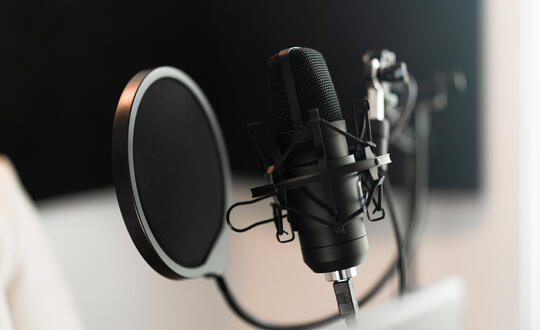 Podcast microphone in studio