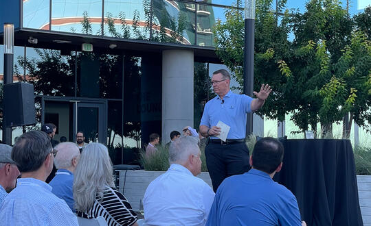 Sports broadcaster Wes Durham speaks at Countdown to Kickoff 2024.