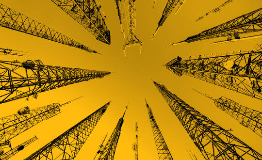 Upwards shot of pylons