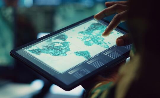 Digital map shown on a tablet