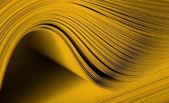 Close up of pages curled in book