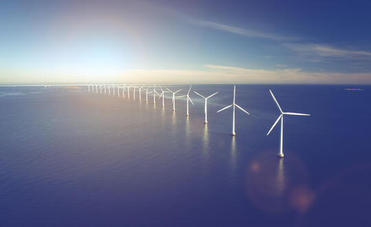 Wind turbines sunset