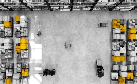 Aerial view of a warehouse/depot for distribution