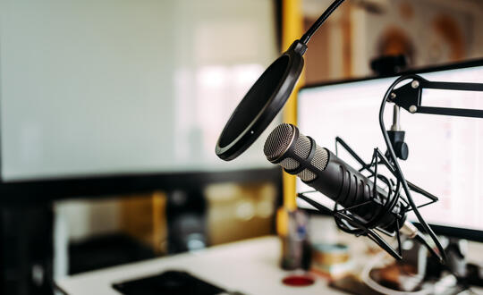 Podcast microphone in studio