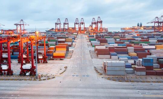 Shipping containers at a port.