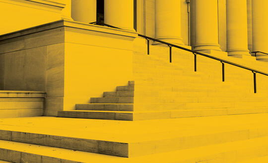 Shot of steps in front of a bank building