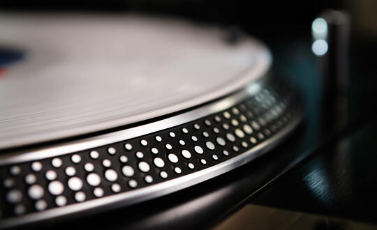Close up of record player