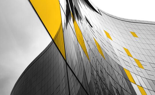 Reflection on side of a glass building