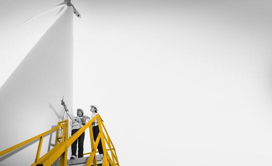 Picture of people working on wind turbine
